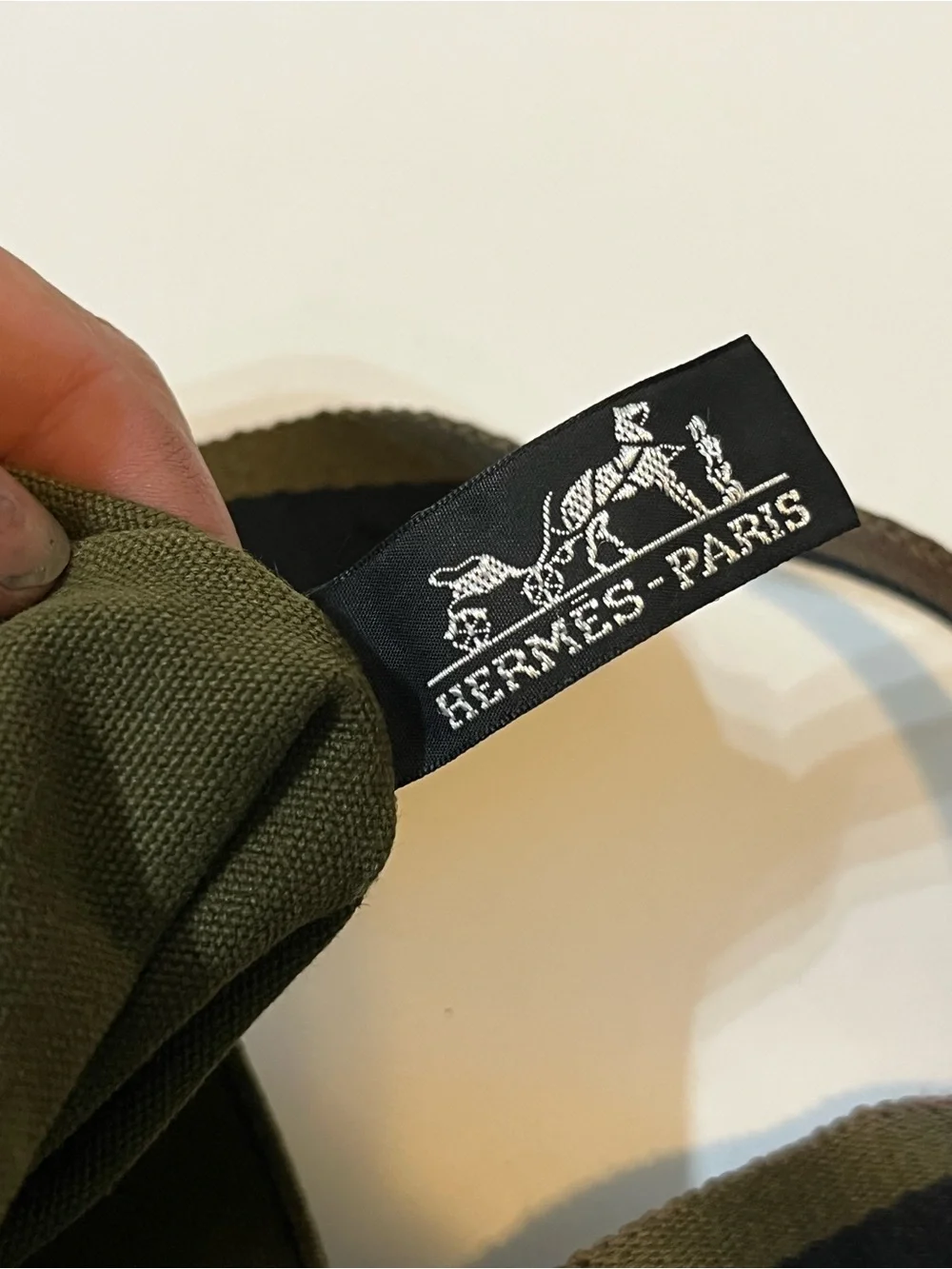 Hermes Two-Tone Olive & Dark Green Messenger Tote